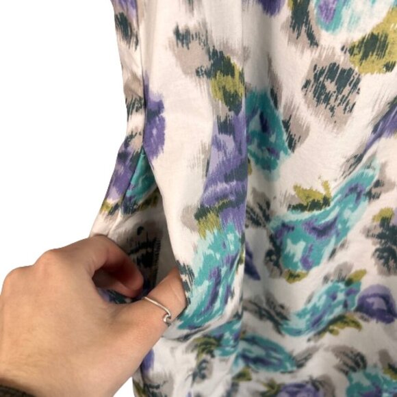 Lands' End Womens Cotton Sleeveless Watercolor Floral Dress Sz 12 Summer Pockets - Picture 4 of 14